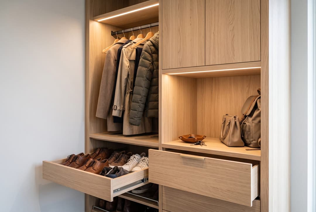Garderobekast in de hal op maat: voor jassen en schoenen