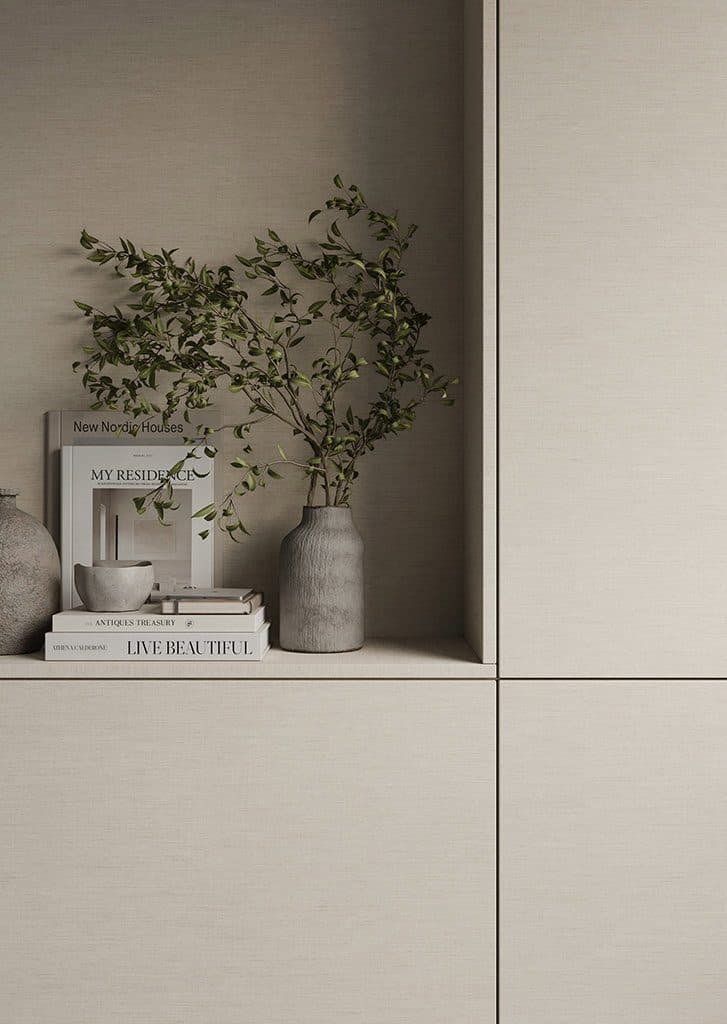 Wandkast met textiellook