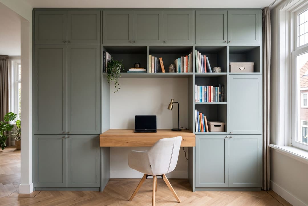 Boekenkast of wandkast op maat: met werkplek